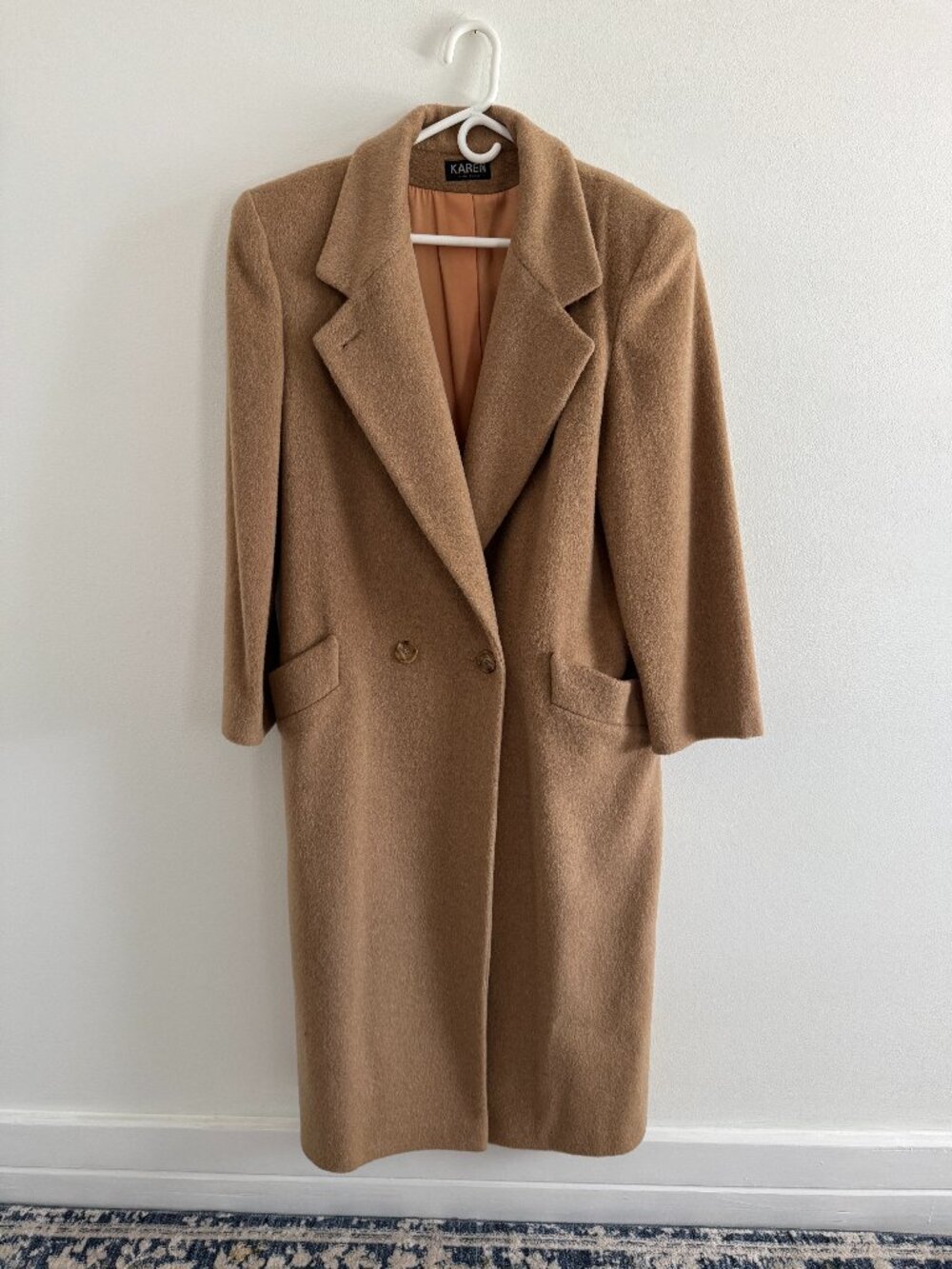 Vintage Camel Wool and Mohair Peacoat XL